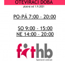 Otevírací doba od 1.9.2021