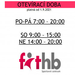 Otevírací doba od 1.9.2021